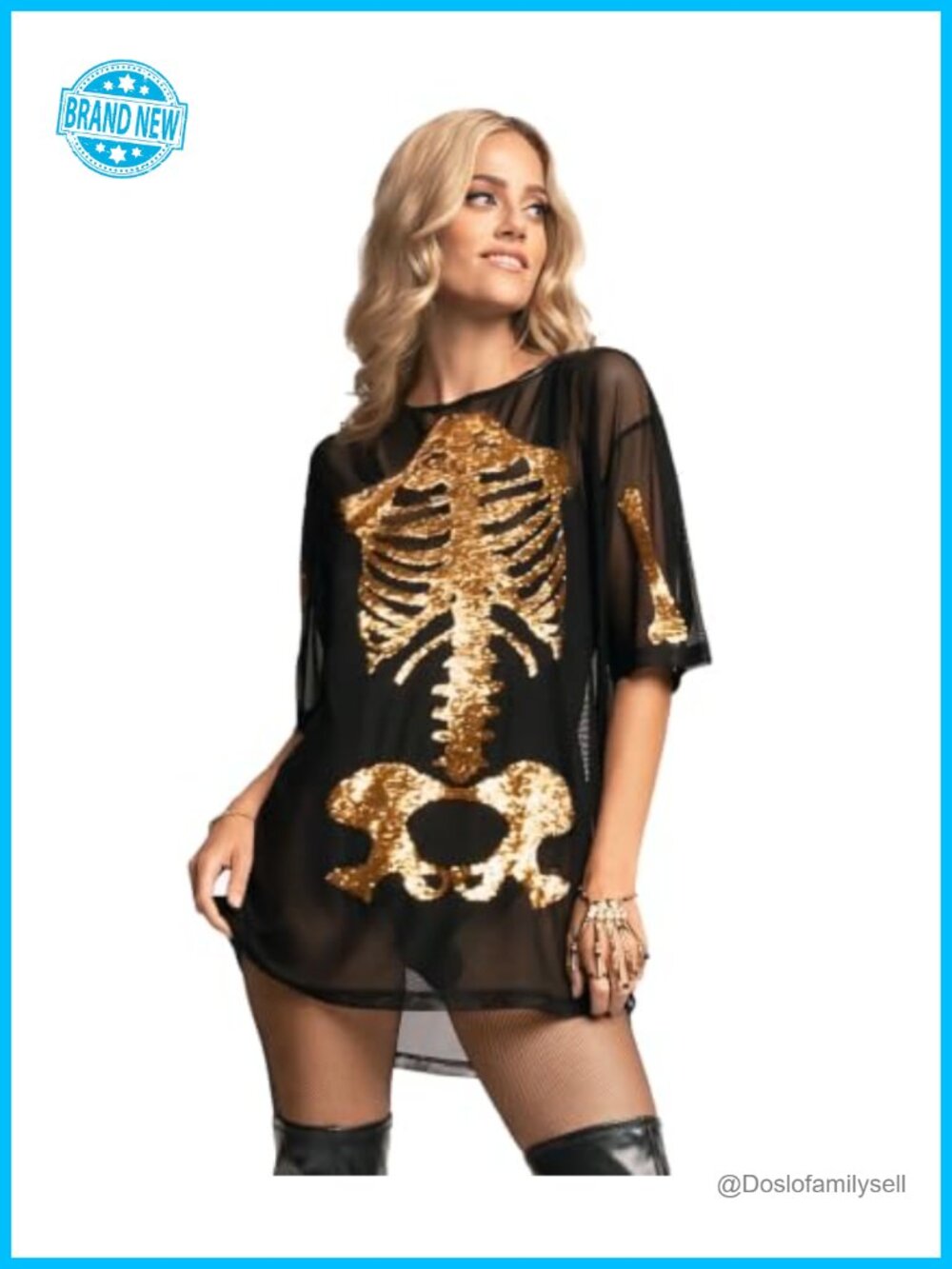 Tipsy Elves Women's Sequin Halloween Costume Party Dress Skeleton
